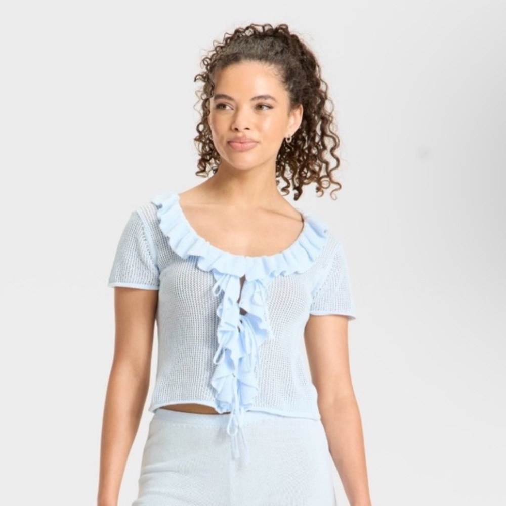 Wild Fable Light Blue‎ Ruffle Blouse